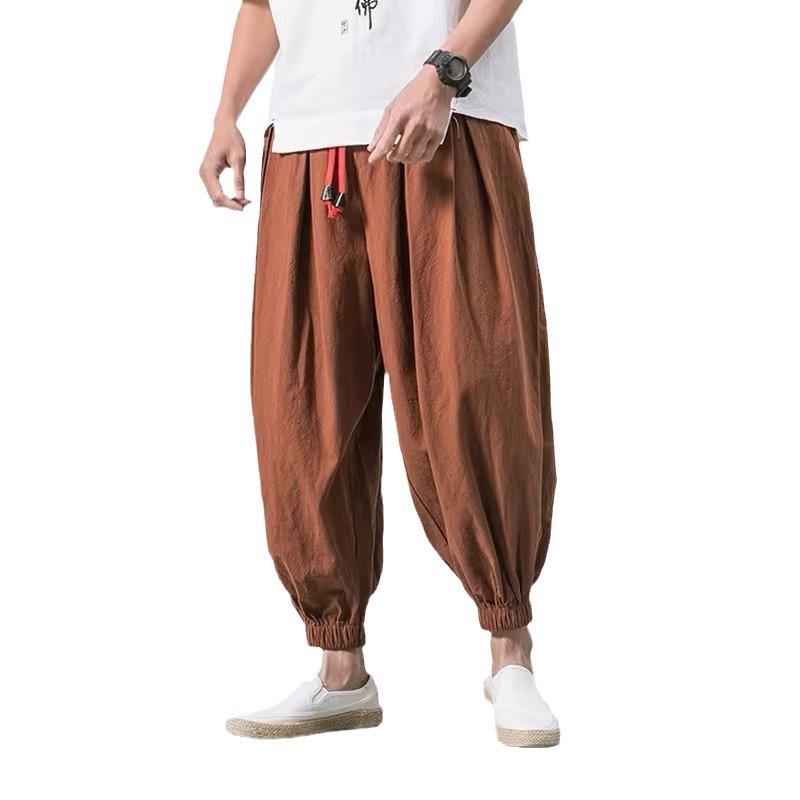 2024 Men's Wide-Leg Harem Bloomers: New Style Loose-Fit Nine-Point Casual Pants