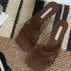 Sheepskin version~ Square head cross-strap high-heeled cool slippers femininity thin-heeled open-toed sandals for outer wear