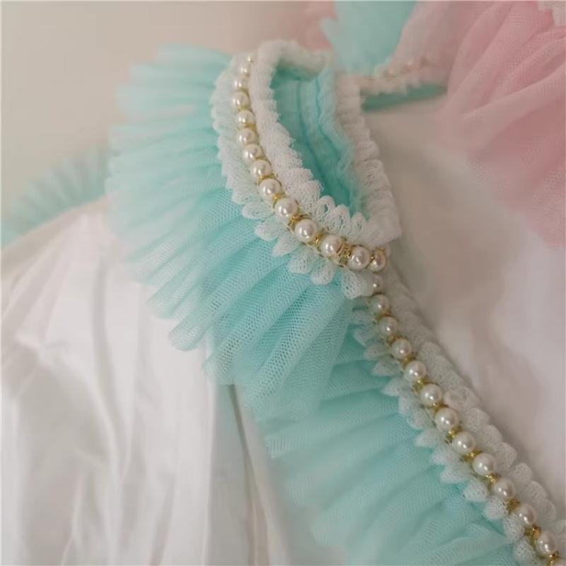 Lolita Mesh Pleated Bead Multi-color Lace DIY Girl Handmade Crafts Gift Dress Skirt Home Textile Multi-purpose Sewing Material