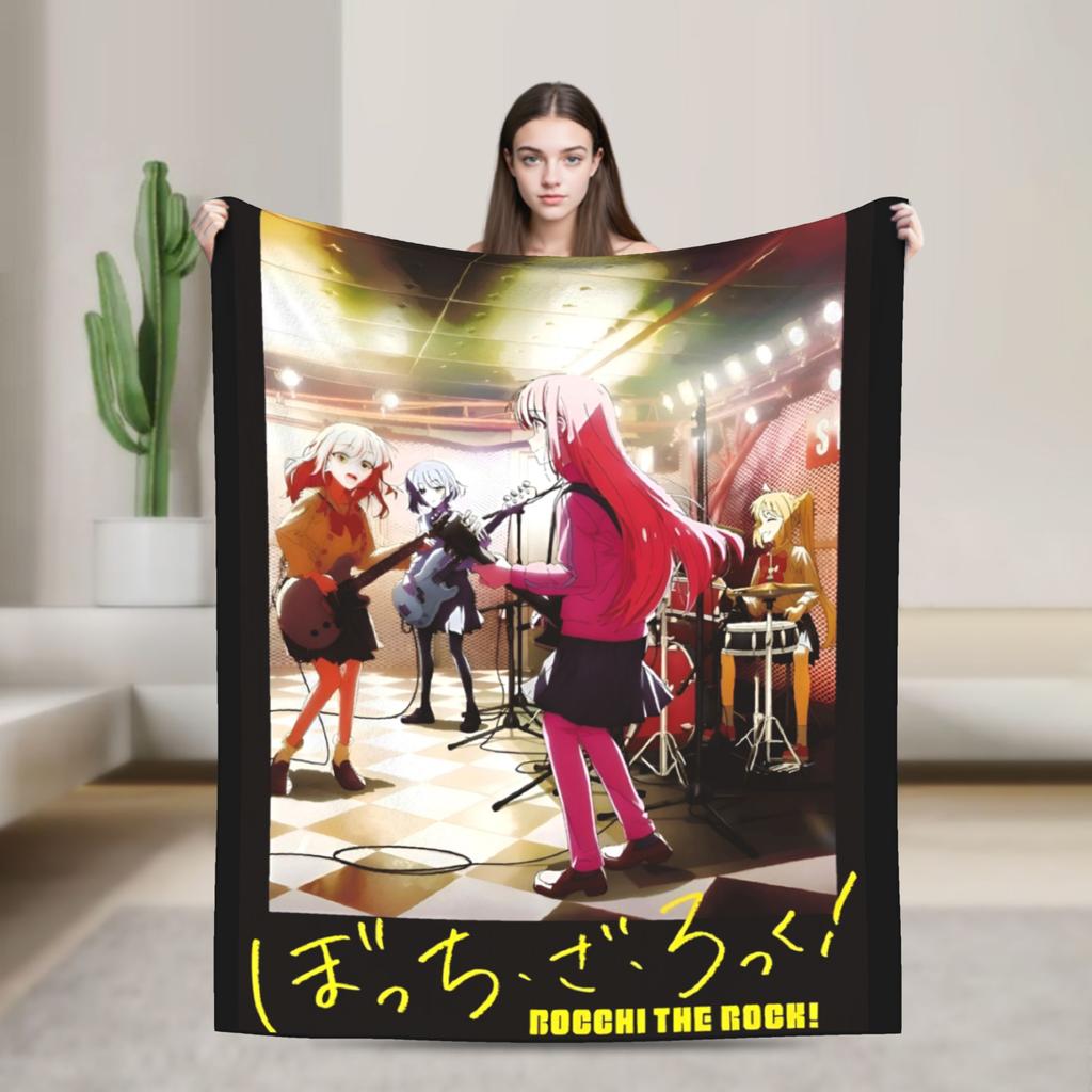 Bocchi the Rock! Hitori Gotou Blankets Anime Flannel Vintage Warm Throw Blankets for Bed Sofa Summer
