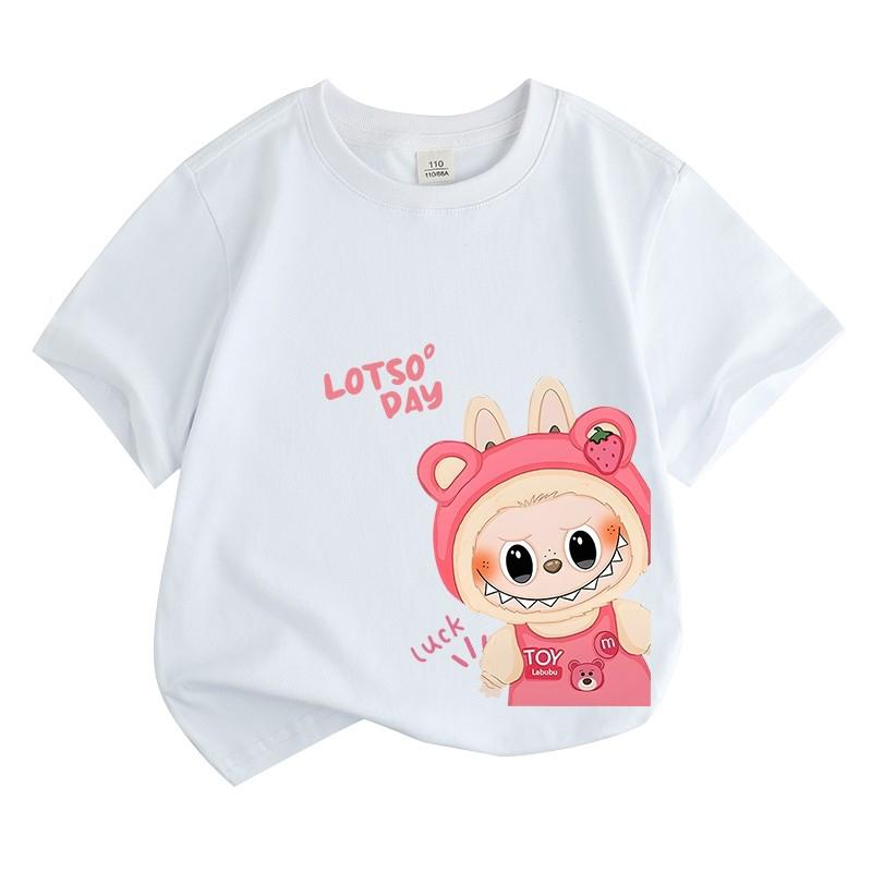 COD Labubu children s clothing short sleeved t-shirt children s set summer boys and girls 150