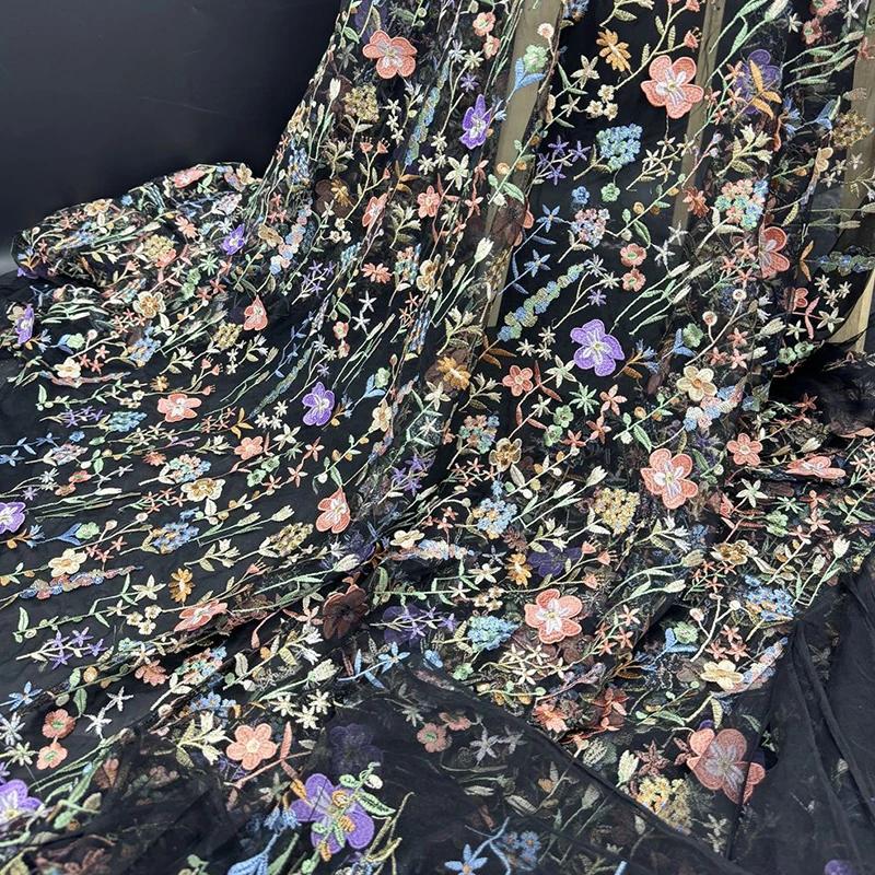 

Цветная 3D Цветочная Вышивка Кружево Тюль Сетка Ткань для Платья DIY Ремесла Свадебное Платье Занавеска Шитье Пэчворк Материал для Одежды 1 yard