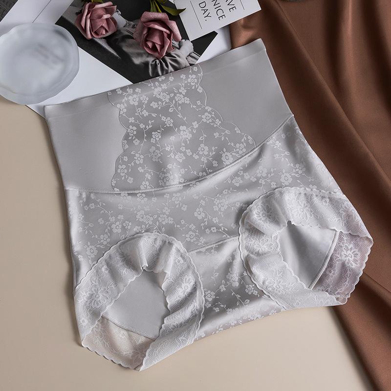 Ladies Spring and Autumn New Style Palace Flowers High Waist Abdominal Lift Hip Close Skin Without Trace Naked Sense Briefs