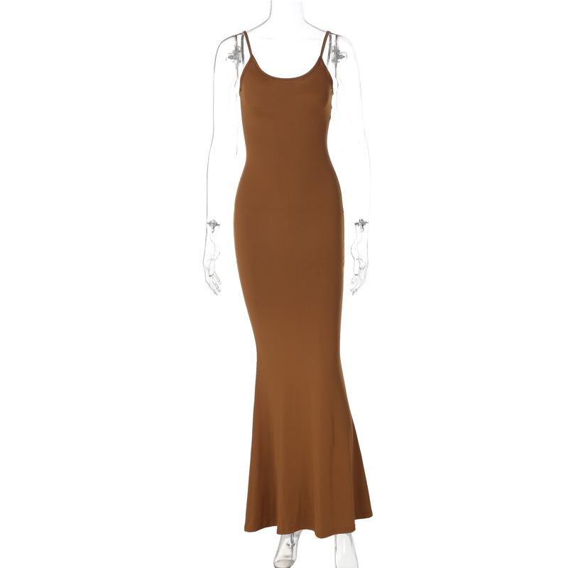 Women's Summer Sleeveless High-Waist Slim Fit Spaghetti Strap Maxi Dress