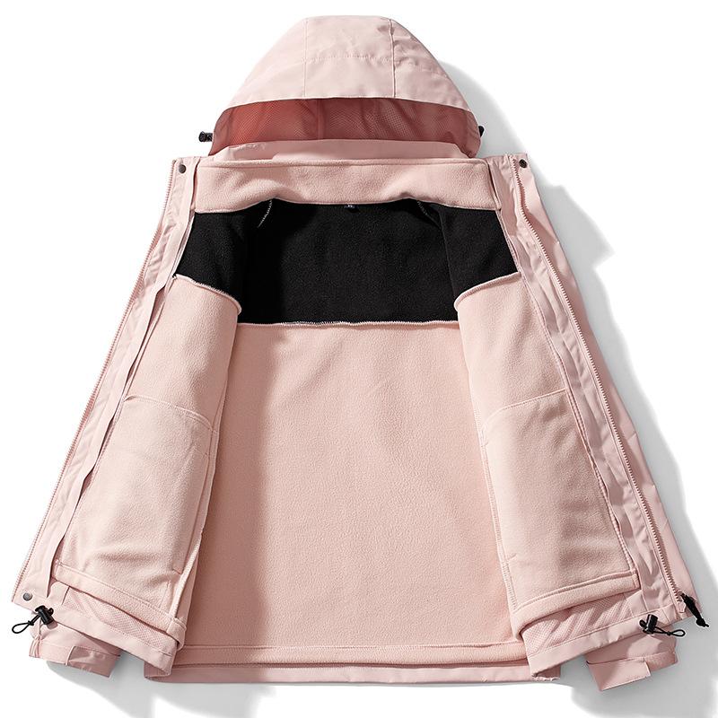 Autumn Winter Three-in-One Jacket Color Matching Unisex Thickened Two-Piece Detachable Mountaineering Windproof Coat for Men