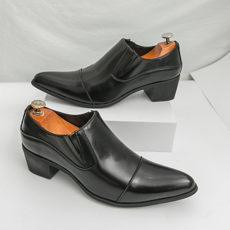 

Модная деловая мужская формальная кожаная обувь черная коричневая мужская удобная обувь на высоком каблуке модная кожаная обувь социальная обувь мужская 39