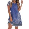 Women's Fashion Casual Short-sleeved V-neck Vintage Floral Casual Dress For Home Vacation
