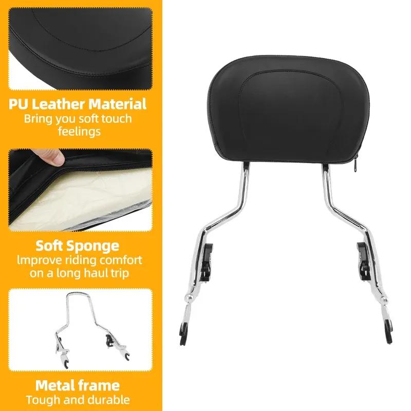 Motorcycle Chrome Detachable Passenger Backrest Rear Sissy Bar For Harley Touring Street Glide Road King Glide 2009-2023