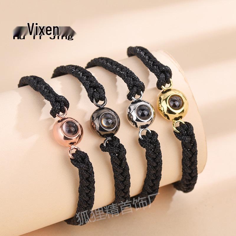 

Custom Picture Bracelet with I Love You in 100 Languages - Unique Woven Rope Design