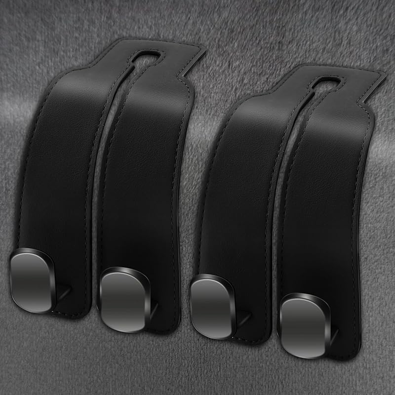 Amelity Car Seat Back Storage Hook, Car Hooks For Headrest, Car Headrest Hooks For Purses And Bags, Purse Hanger For Car (2 Pack, Black)