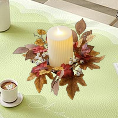 Maple Leaves Candle Wreath Artificial Thanksgiving Autumn for Porch Festival