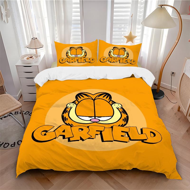 

Garfield Cat Orange Background Bedding Set Comforter Cover Gift for Bedroom,Includes 1 Cover and 2 Pillowcases, No InsertB636 200x200cm