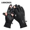 Loogdeel Läder Motstånd Fiskehandskar Fiskehandskar Överlevnad Camping Vandring Fiske Fingerlösa 3 Fingrar Klippta Handskar