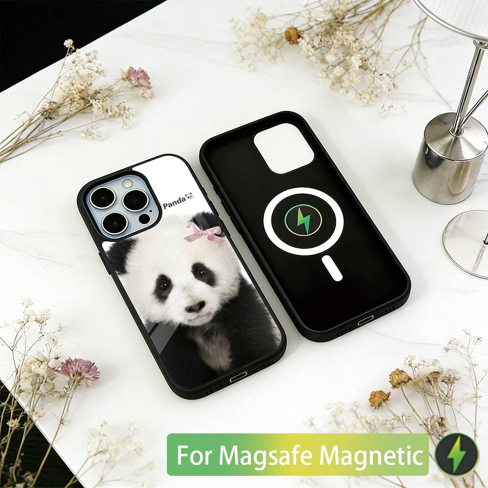 Animal Panda Phone Case For iPhone17,16,15,14,13,12,11 Plus,Pro Magnetic For Magsafe Wireless Charging