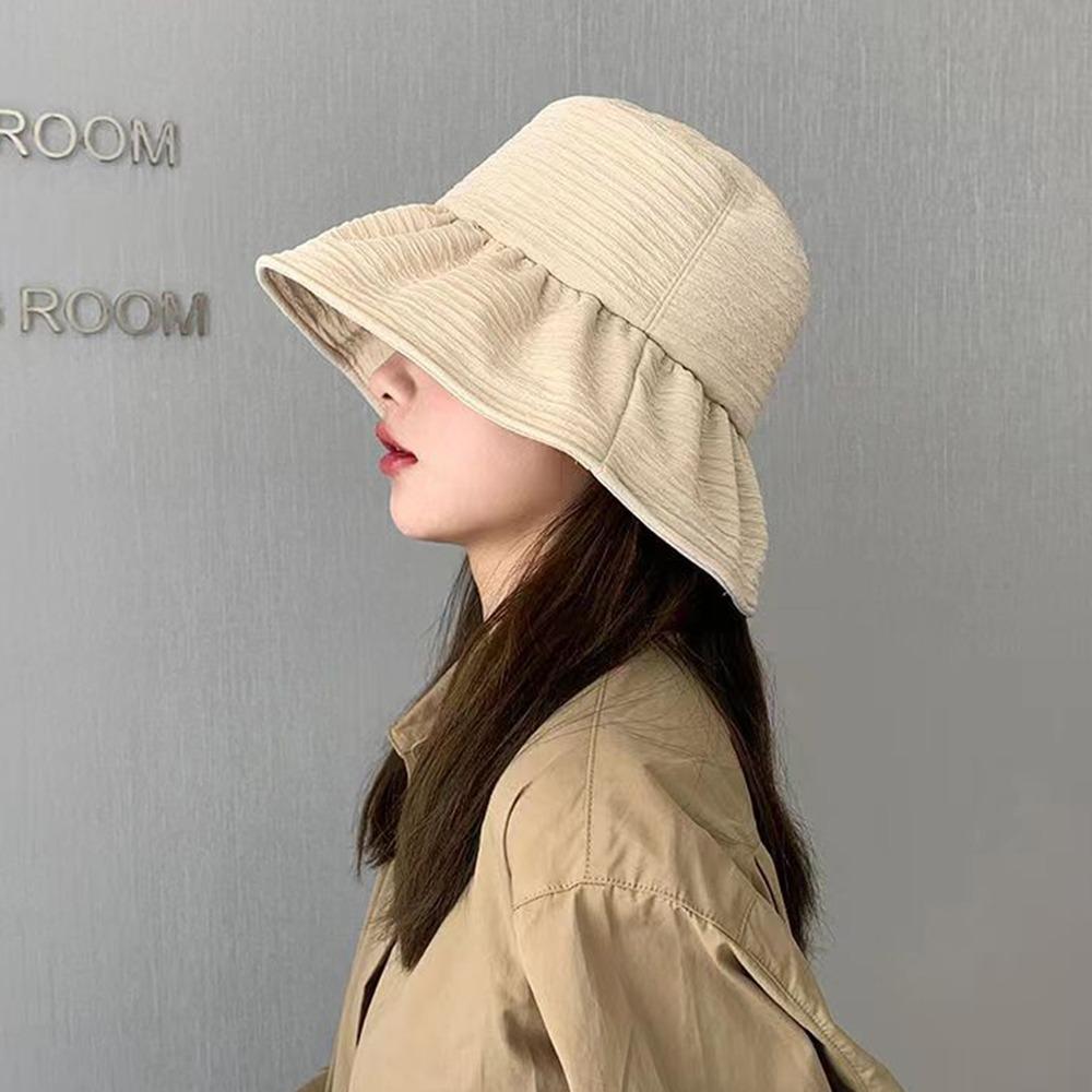 

Breathable Fishmen Hat Cotton Solid Color Bucket Hat Fashion Wide Brim Sun Hat Mountaineering бежевий