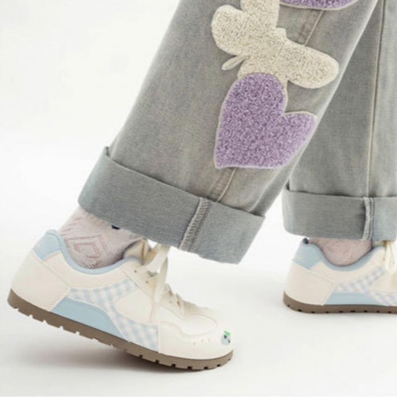 Round Toe Flat Bottom Dexun Shoes Fashionable and Versatile Women's Shoes Comfortable Sports Shoes Casual White Shoes