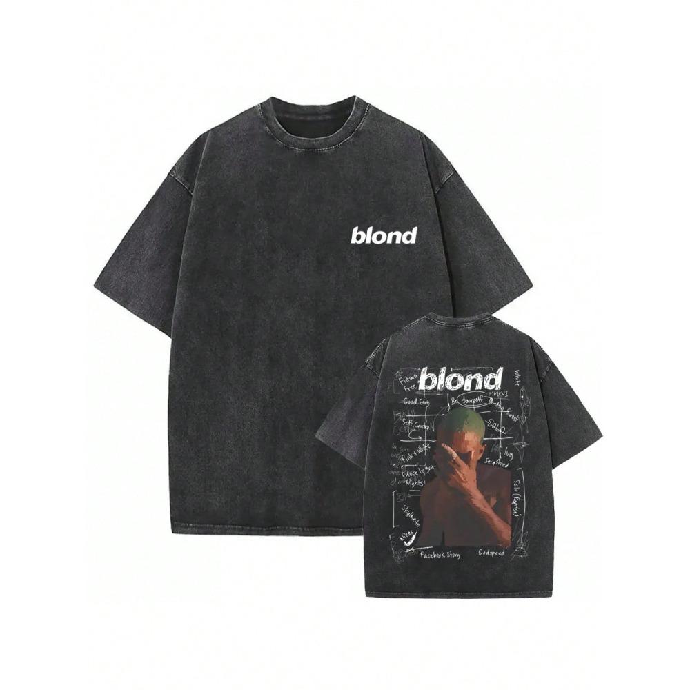 Vintage Washed Frank Ocean Blond Album Inspired Oversized Cotton TShirt Graffiti Notes Print Tee for Hip Hop Fans