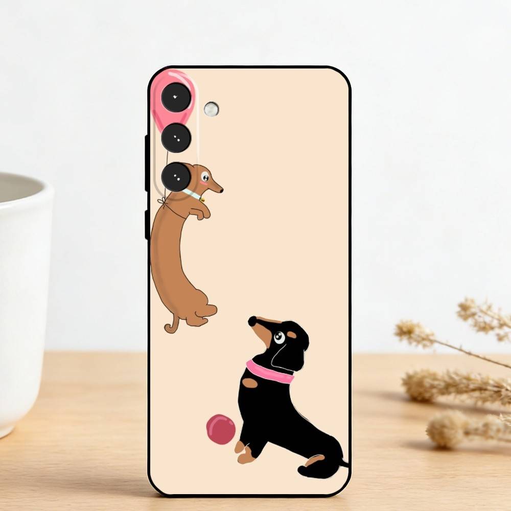 C-Cute Dachshund   Phone Case For Samsung Galaxy A73,A72,A71,A70,A53,A52,A51,Others Soft Black Cover