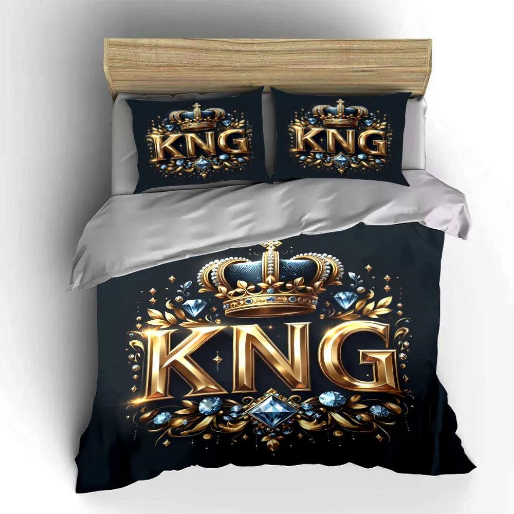 "Royal Crown Decor Set" Soft Comfortable Duvet Cover Bedding Set Included 1*Duvet Cover & 2*Pillowcases Gift