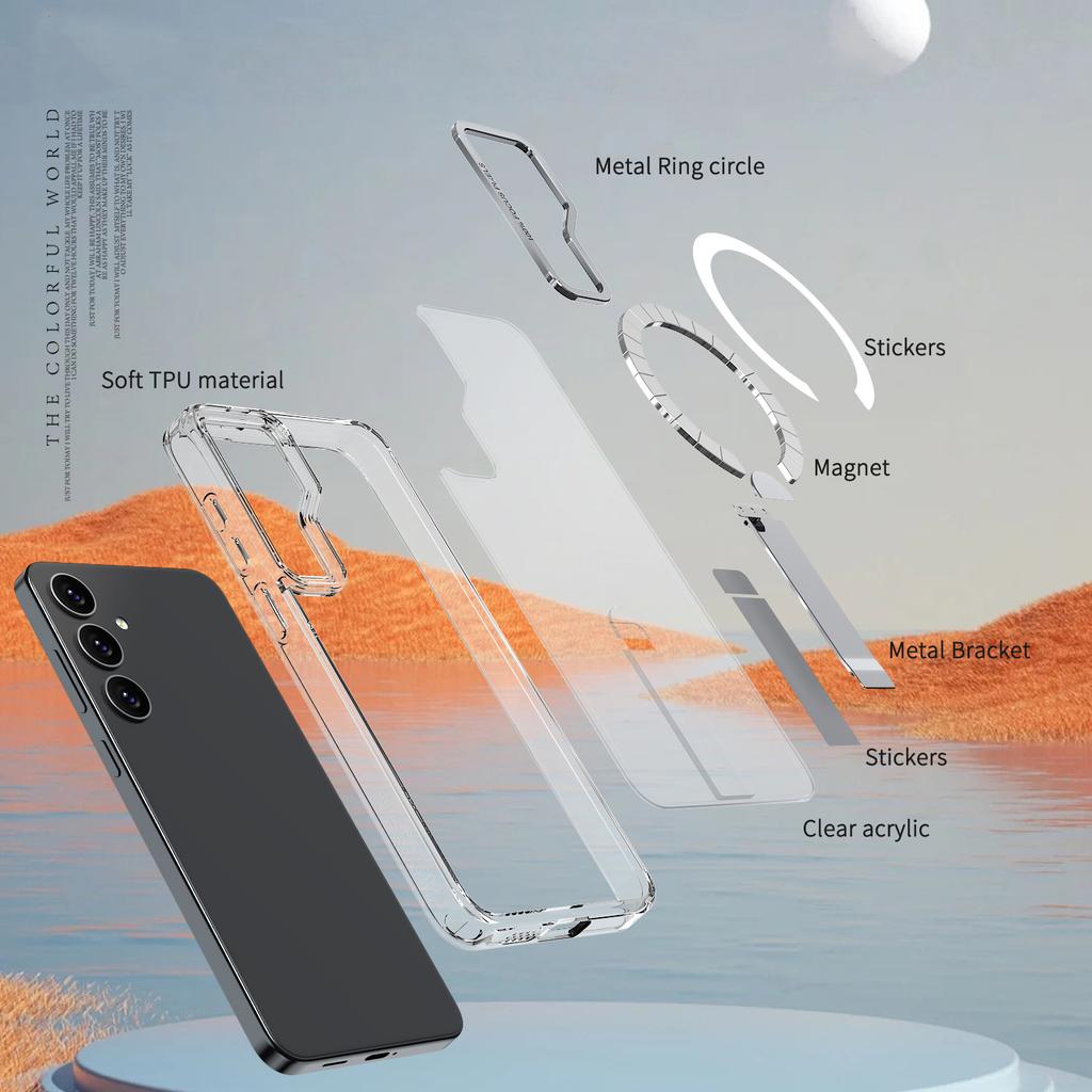 For Samsung Galaxy S25/S24 Magnetic Case Kickstand TPU + Acrylic Phone Cover