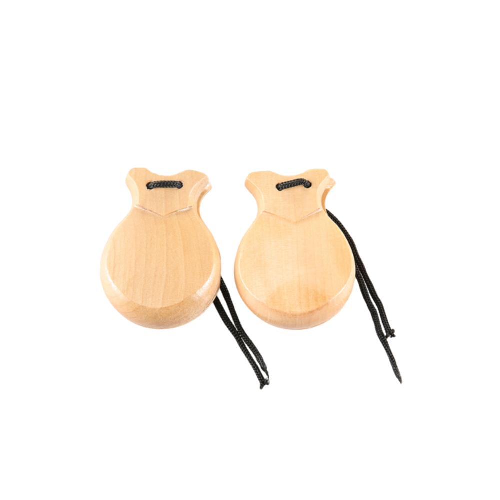 2/4Pcs Wooden Spanish Castanets Finger Castanet &Rope Traditional Flamenco Castanet Beginners Percussion Orff Music Instrument