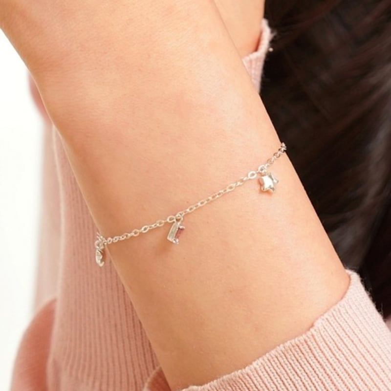 BELLOOGGI Pink Tourmaline Little Star Bracelet