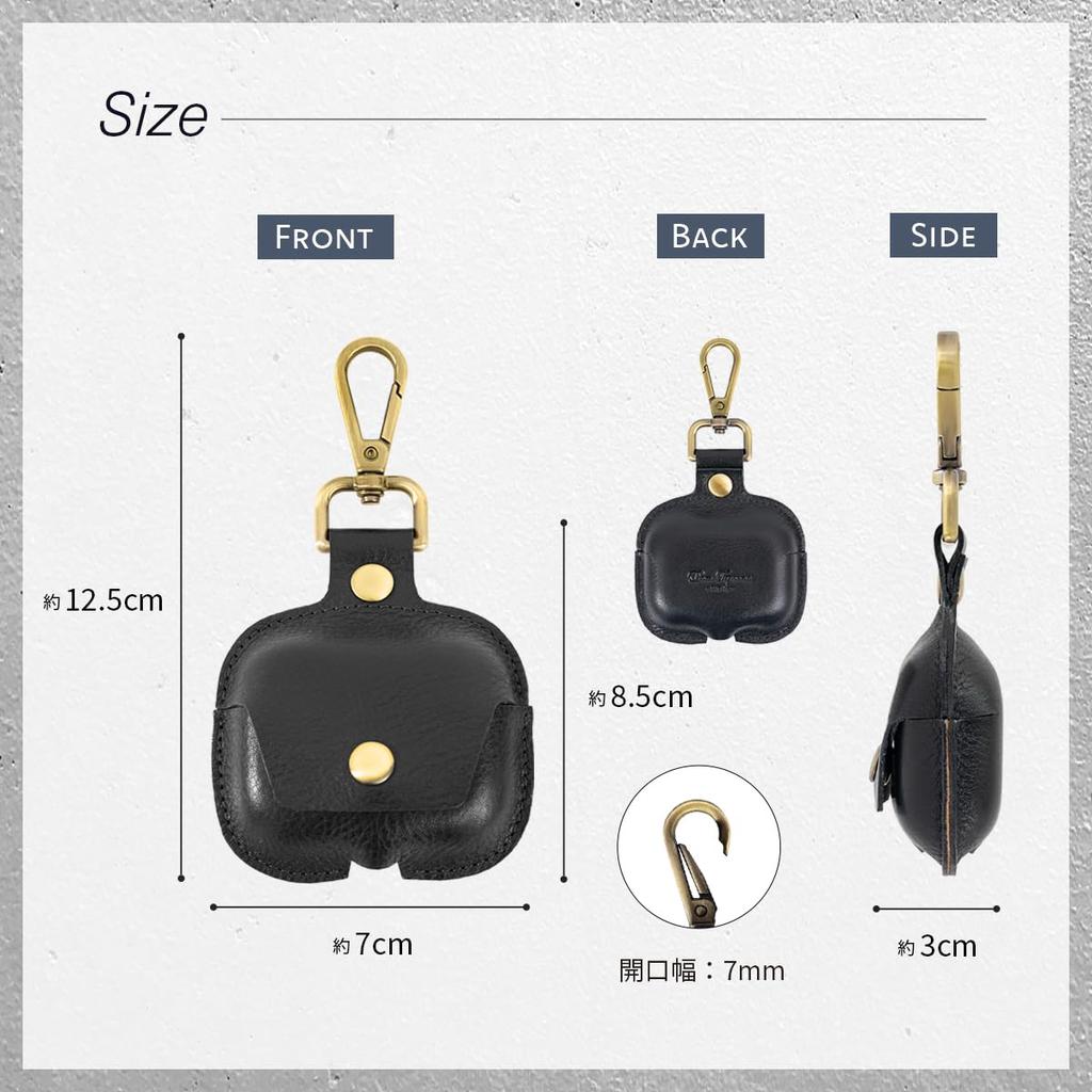 [Dom Teporna] AirPods Pro 3 Compatible Case, Genuine Leather, Full Protection, Scratch Resistant, with Carabiner, Charging While Inside, AirPods Compa