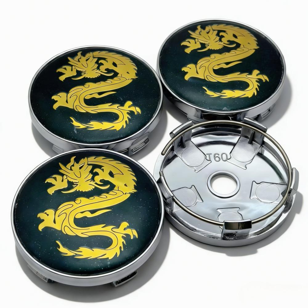 

4pcs Dragon Totem Logo Emblem Car Wheel Center Caps 60MM 56MM Wheels Hub Cap Dragons Badge Rim Hubcap Dust Cover Car Accessories Dragon Badge&4pcs T60 Wheel Cap