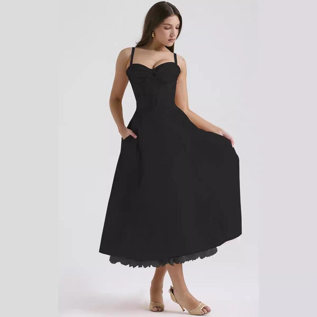 European & American Floral French Style Summer Camisole Dress – Gentle, Slimming Long Floral Dress