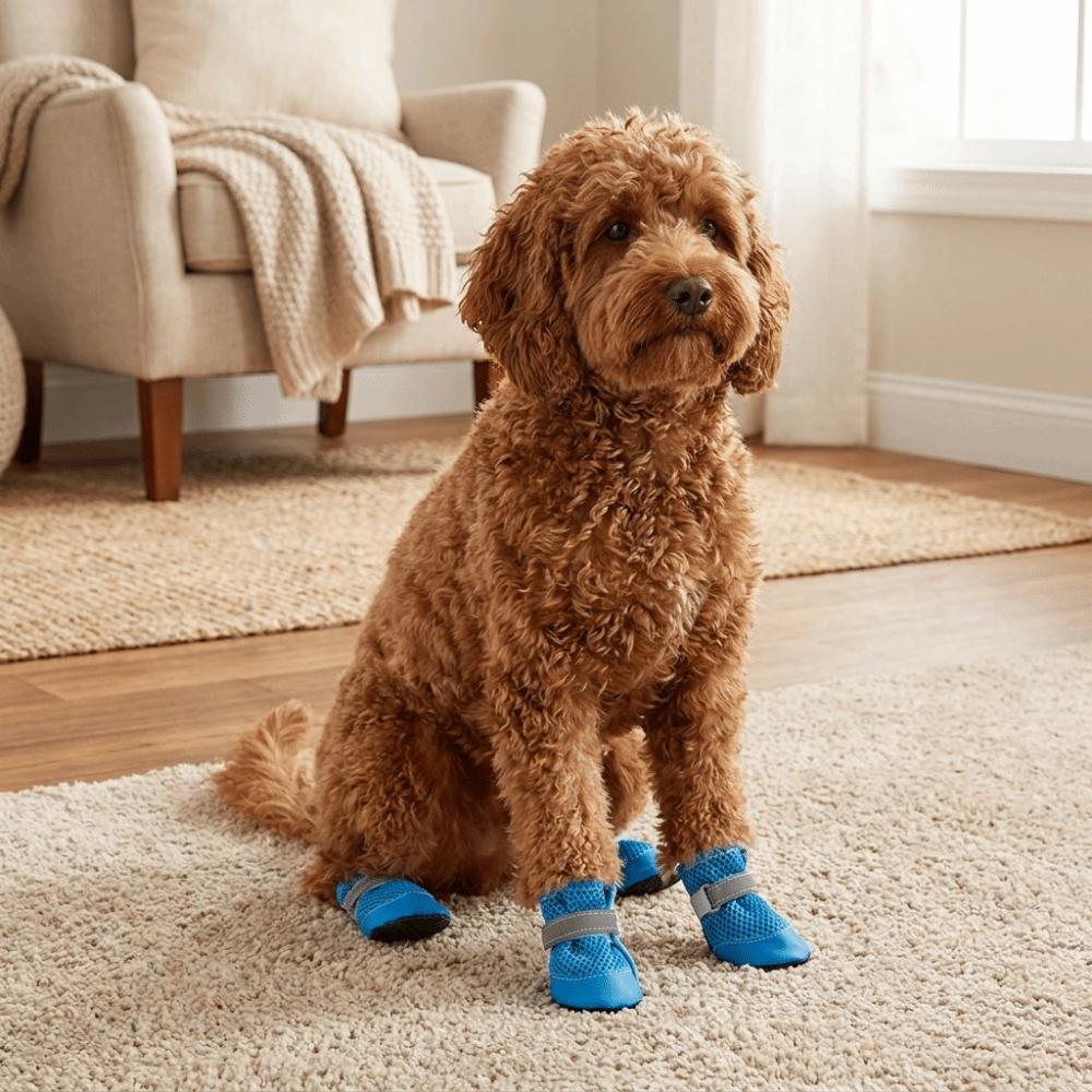 4 PEÇAS/CONJUNTO Sapatos de Malha Antiderrapantes para Pets Resistentes ao Desgaste Protetor de Patas de Pet Calçado para Pets Uso Externo
