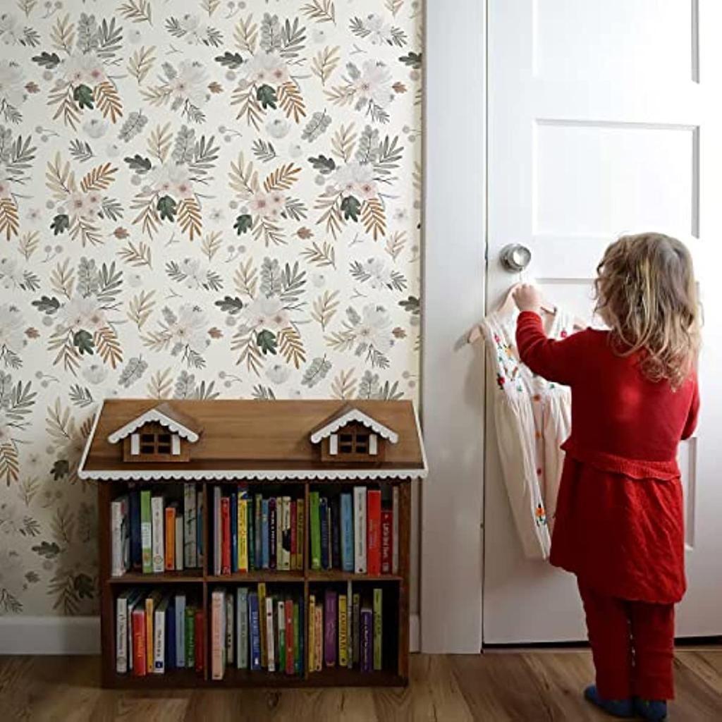 Boho Wallpaper Floral Peel and Stick Wallpaper Watercolor Flowers Self Adhesive Removable Contact Paper for Wall Home Decor