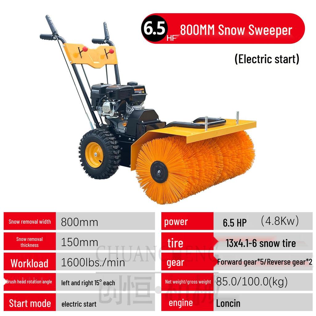 Compact Hand-Push Snow Sweeper for Efficient Road and Community Snow Removal