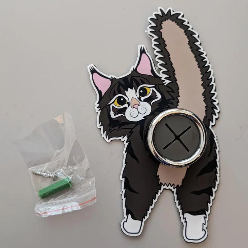 

2Pcs Living Room Kitchen Office Decoration Funny Cat Hook Coat Hanger Sticky Coat Hook Towel Rack Creative Storage Rack 2PCS