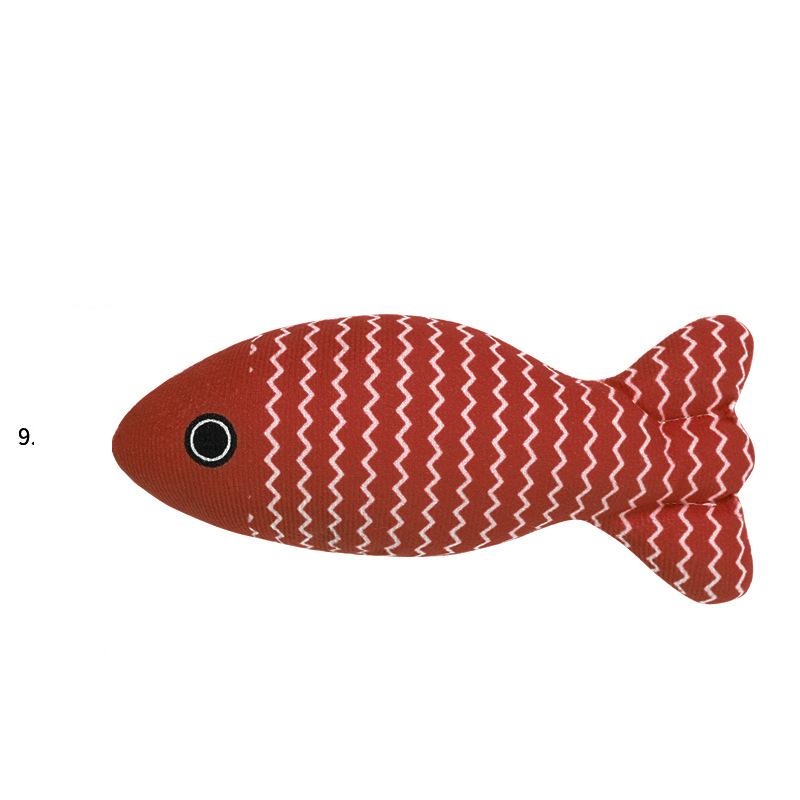 Red Plush Fish Cat Toy with Catnip, Interactive Stuffed Kitten Chew Toy, Durable Teeth Cleaning Pet Toy for Indoor Cats