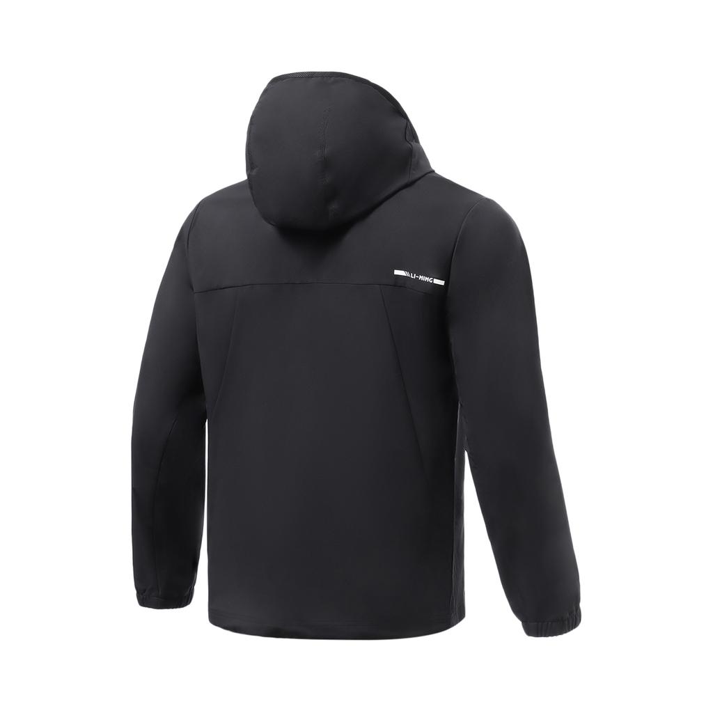 Li Ning Fitness Series Logo Print Comfortable Hooded Sports Jacket Men Jacket Black AFDR763-1