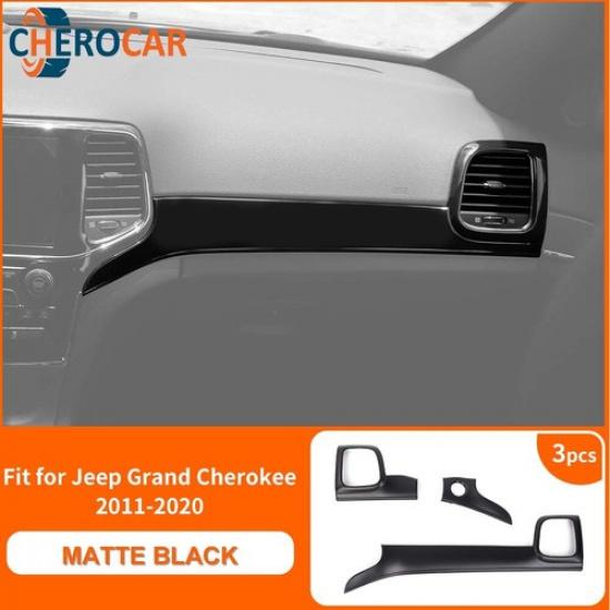 3X Matte Black Center Console Dashboard Covers Kit For Grand Cherokee 2011-