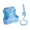 3-Piece Dog Harness Collar and Leash Set, Plaid Adjustable Puppy Vest Harness, Comfortable Pet Walking Set for Small Dogs and Ca