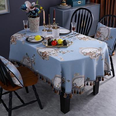 Europäischer Luxus Rechteckiger Tisch Tischdecken Quasten Esszimmer Kaffeetisch Abdeckung Oval Party Jacquard Blumendekor Weihnachten
