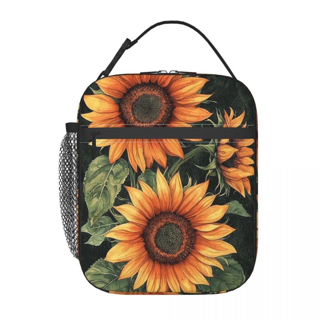 Sunflower Pattern Insulated Lunch Bag for Women Kids Portable Food Boxes Thermal Lunch Box Tote