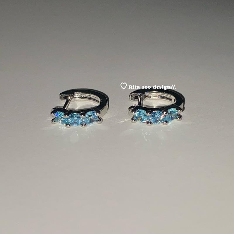 Double Ear Piercing Hoop Earrings with Colored Zircon – Exquisite, Flashy, Niche Design