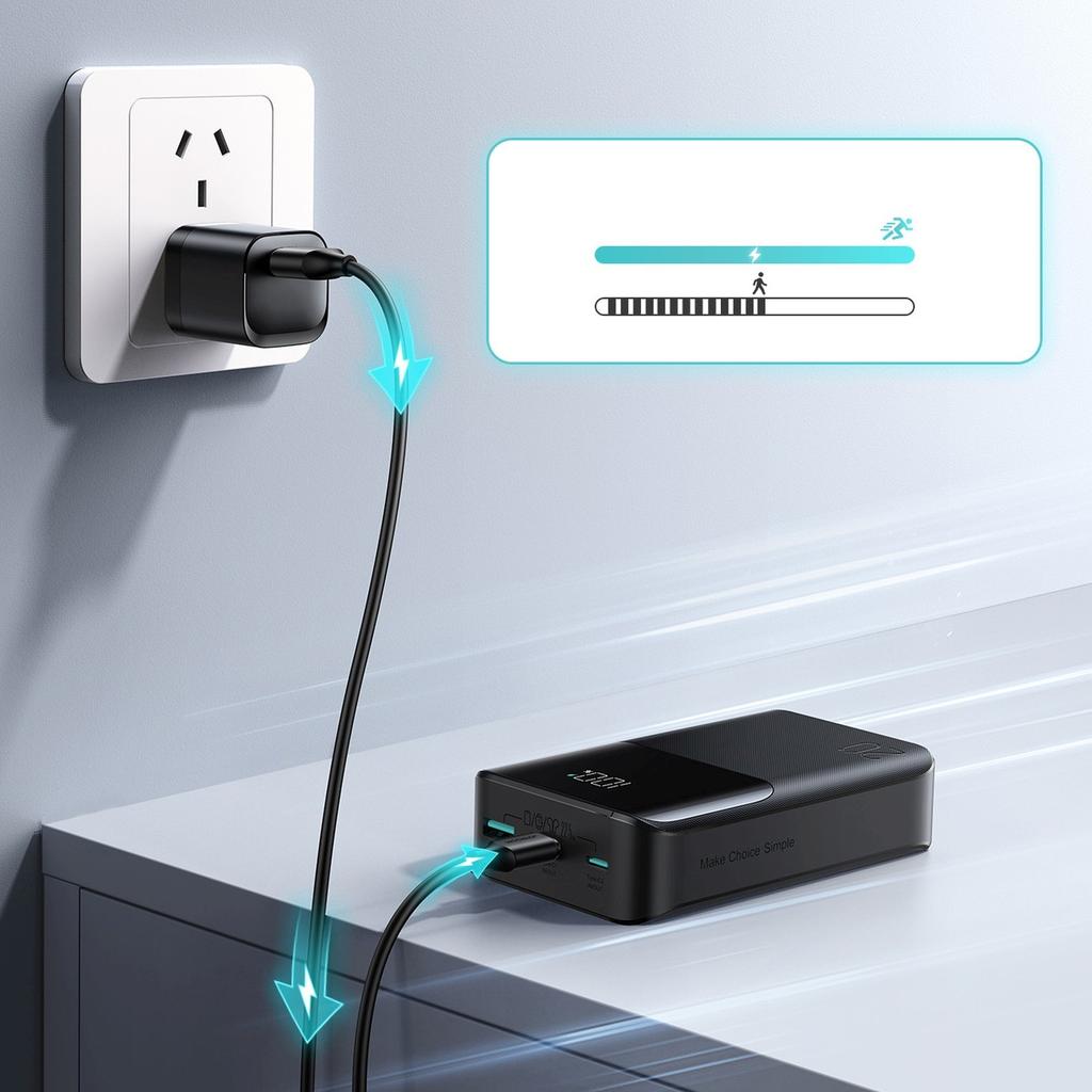 Powerbank 20000mAh 22.5W USB-A USB-C with Display JR-QP192 Mini - Black