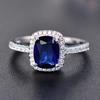 Fashion Mystic Fire Crystal Stone Rings For Women CopperColor Square Blue Pink Zircon Wedding Engagement Ring Boho Jewelry