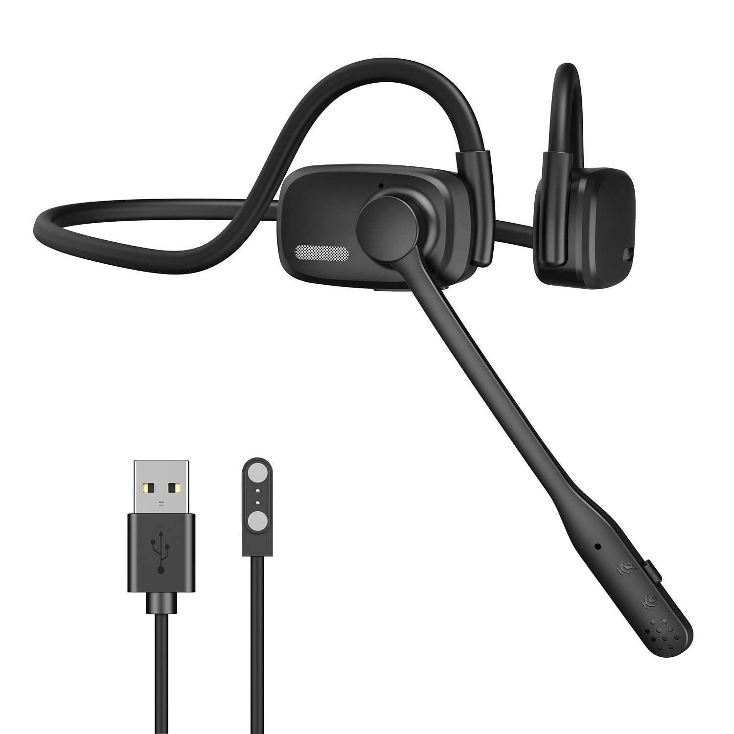 

eppfun Bluetooth-гарнитура с костной проводимостью и эволюцией костной проводимости, беспроводное шумоподавление ENC, открытые звонки для микрофона наушников 5.4 Микрофон, чёрный