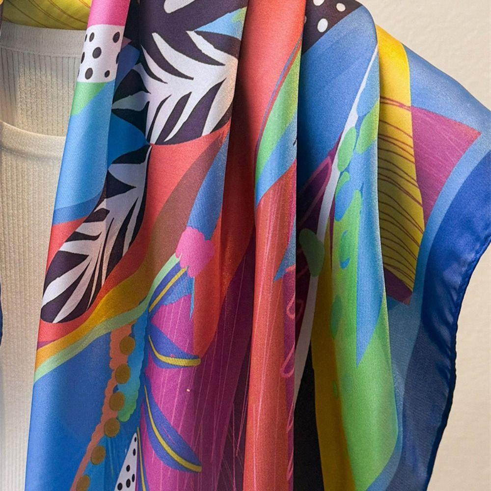 Printed Design Printed Square Scarf Breathable Neckerchief Fashion Beach Shawl For Women