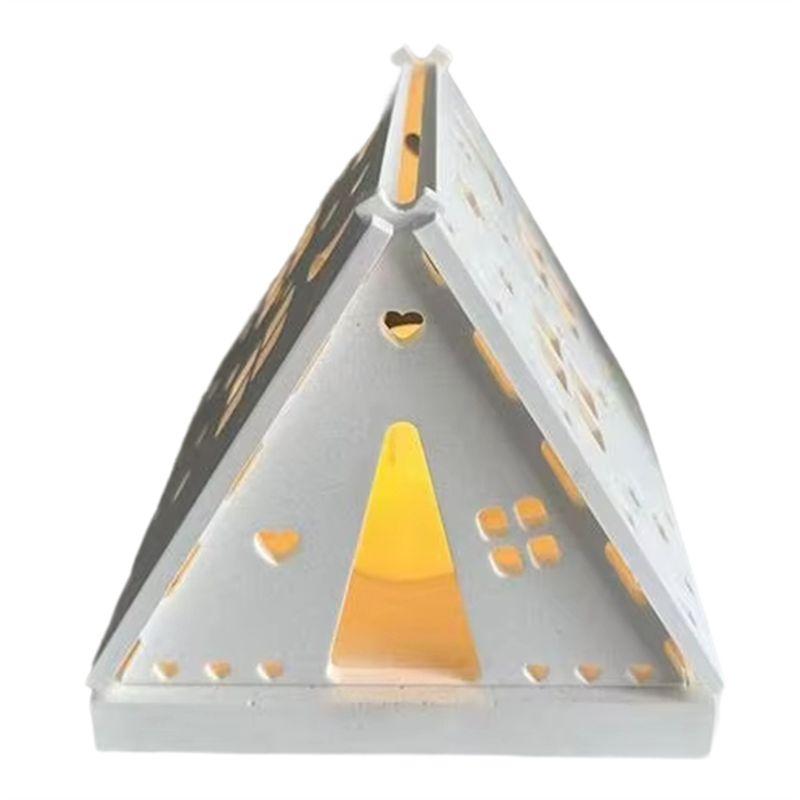 

Good-Candle Holder Molds Silicone Hollow Stars And Moon House Decor Silicone Mold Camping Tent Candlestick Mold Aromatherapy білий