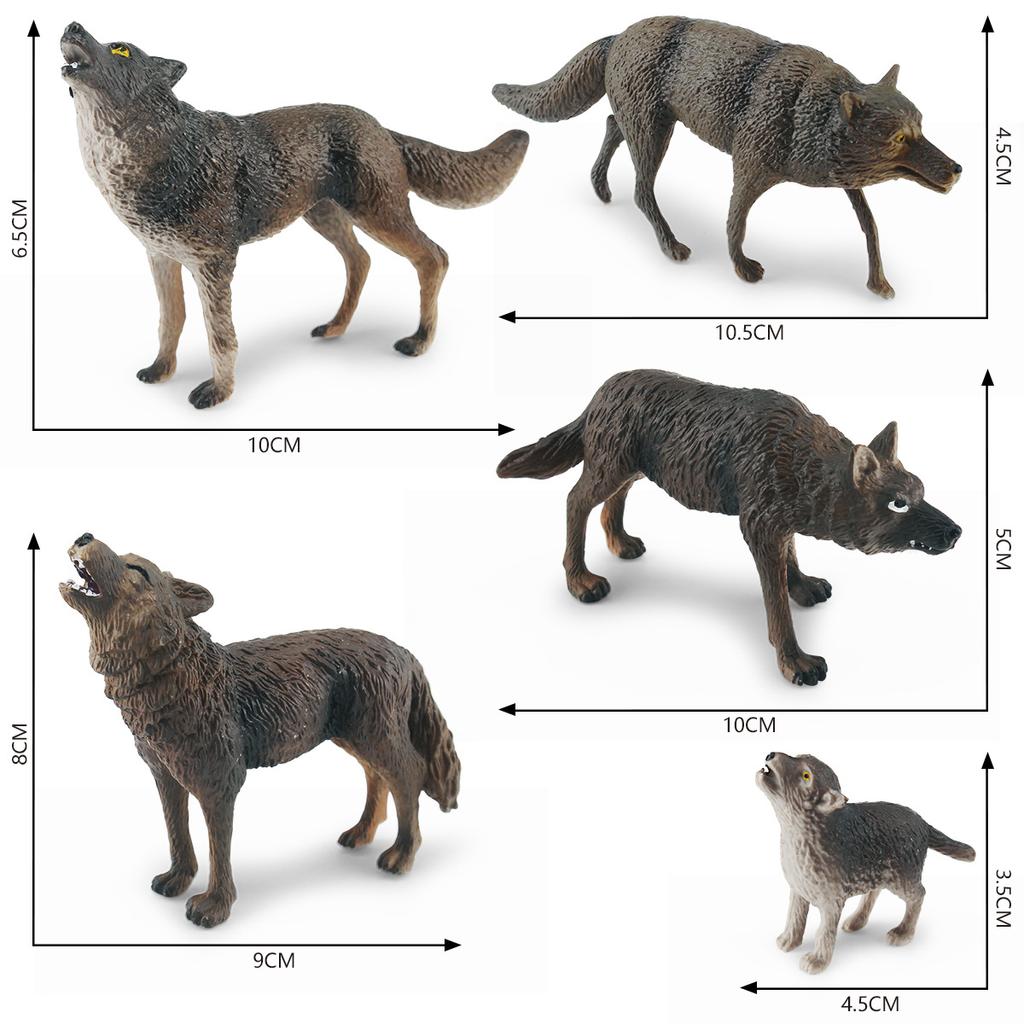 Simulated Brown Wolf Series Roaring Wolf Predation Wolf Head Up Wolf Walking Wolf Model Static Tabletop Ornament Toy