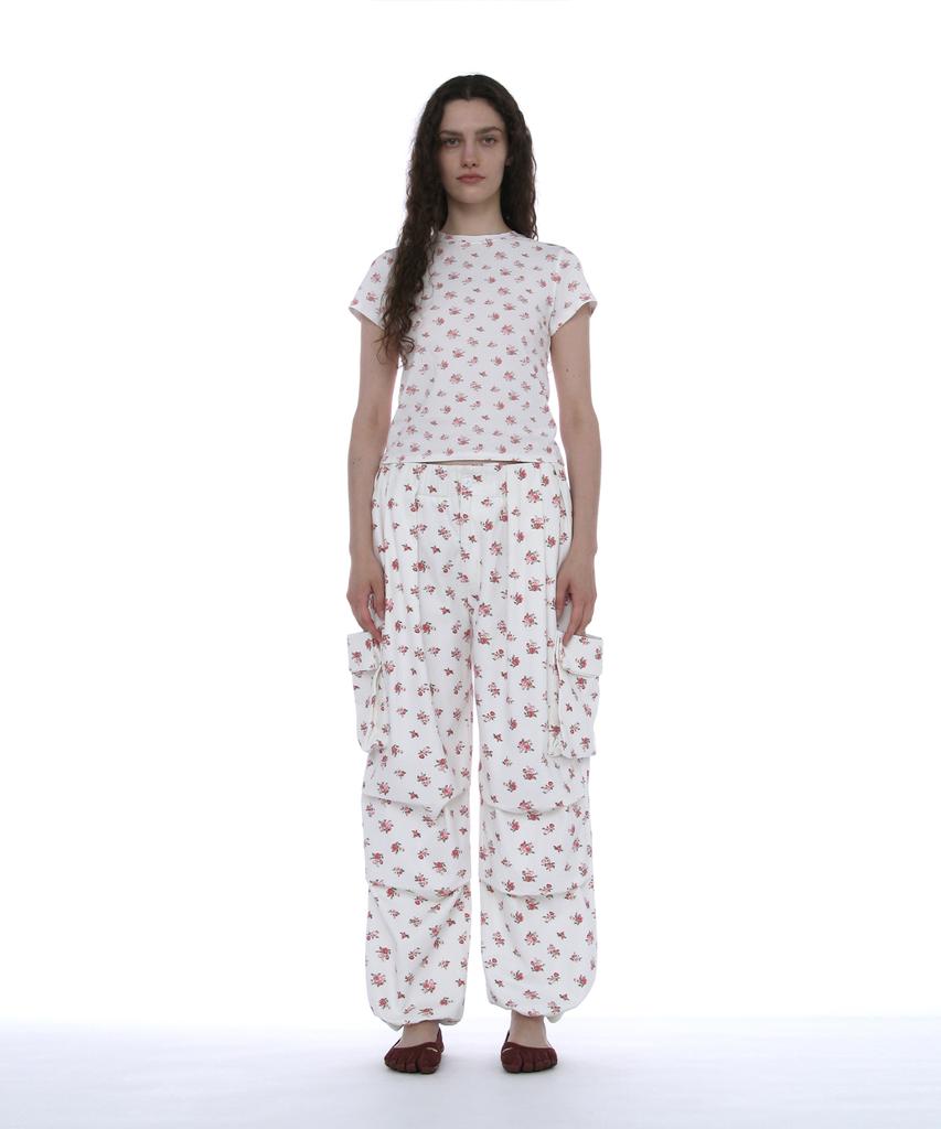 PARTIMENTO WOMEN Floral Print Short Sleeve Tee_White