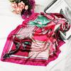 90cm Neckerchief Silk Satin Women Hijab Scaves Fashion Floral Print Headband Neck Scarfs Female Square Shawls Scarfs For Ladies