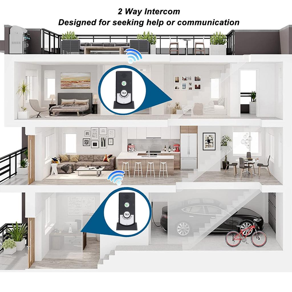 2 Way Voice Doorbell Portable Wireless Voice Intercom 2 Channels Good Endurance ABS Elderly Friendly for Hospital for Patient