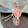 Flower Women Watch Fashion Rhinestone Flower Bracelet Ladies Quartz Wristwatch Student Pull-Out Bracelet Watch
